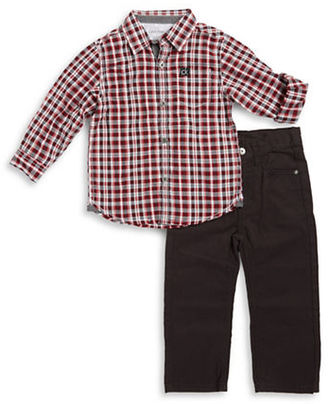 Calvin Klein Boys 2-7 Plaid Sportshirt and Jeans Set