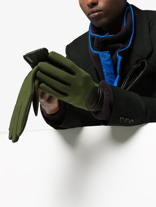 KAGAWA GLOVES Green And Black Leather And Neoprene Gloves - ShopStyle