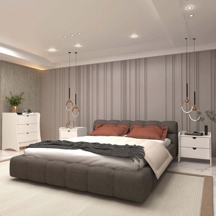 Manhattan Comfort Coney Mid-Century Modern White 3-Drawer 27.55 in. W Dresser and 2-Drawer 19.68 in. W Nightstand Set (3-Piece)