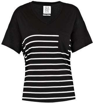 Zoe Karssen V-Neck Stripe T-shirt in Pirate Black