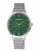 Thumbnail for your product : Morphic M65 Series, Green Face, Silver Bracelet Watch w/Day/Date, 42mm