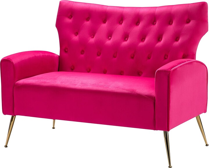 Mieres Mid Century Modern Glam Tufted Velvet Wingback Loveseat