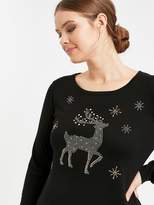 Thumbnail for your product : Evans Black Reindeer Jumper