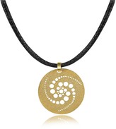 Thumbnail for your product : Stefano Patriarchi Golden Silver Etched Crop Circle Round Pendant w/Leather Lace