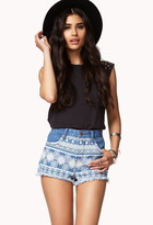 Thumbnail for your product : Forever 21 tribal print denim cut offs