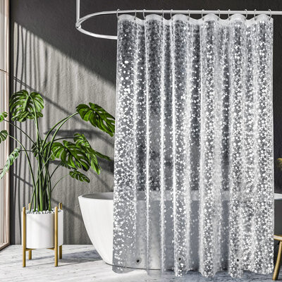 72X75 Inch Shower Curtain Liner,EVA Waterproof Heavy Duty Shower Liner With 3 Big Weighted Magnets,Clear 3D Pebbles Bath Curtain For Home And Hotel