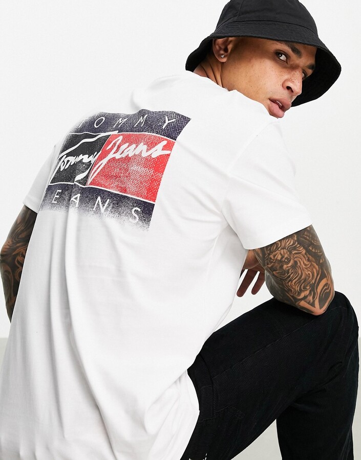 back ShopStyle - logo print in Tommy faded t-shirt flag white Jeans