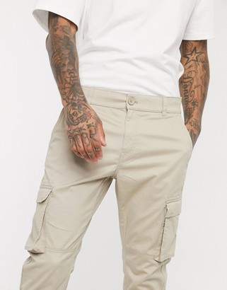 ONLY & SONS slim fit cargo with cuffed bottom in sand