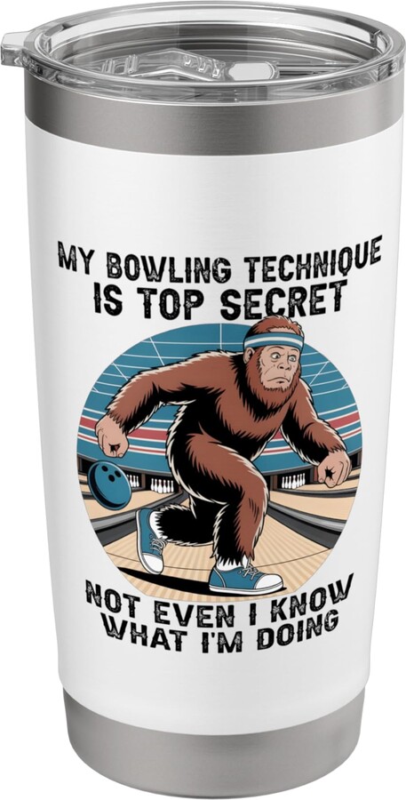 Funny Bowler My Bowling Technique Is Top Secret My Bowling Technique Is Top Secret Funny Bowling Bowler Cat Stainless Steel Insulated Tumbler