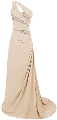 Dresstells® One Shoulder Bridesmaid Dress Long Evening Party Gown with Beads
