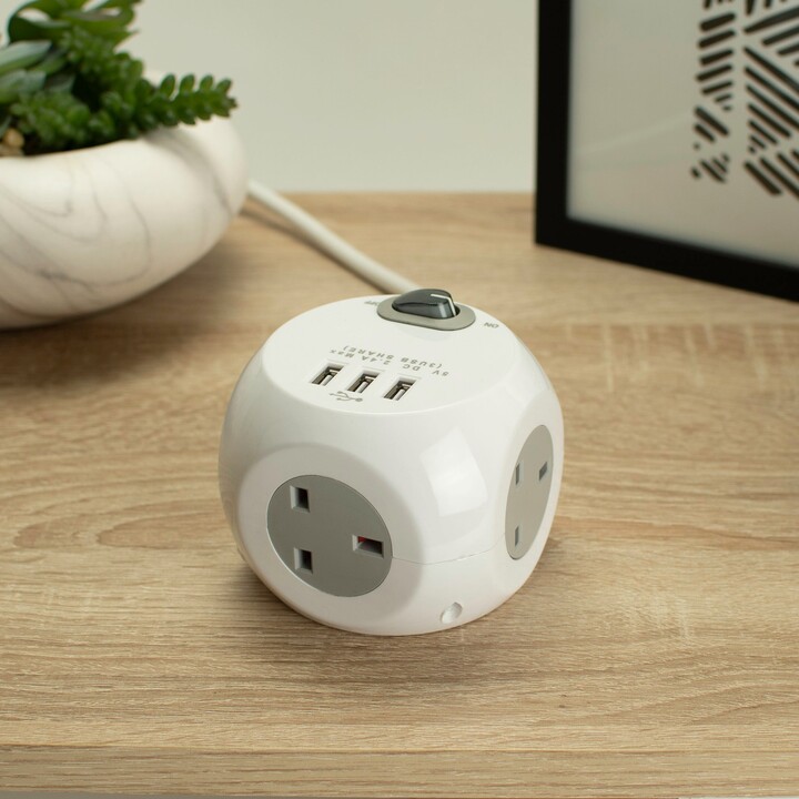Dunelm Status Cube Extension Socket with USB Ports White ShopStyle