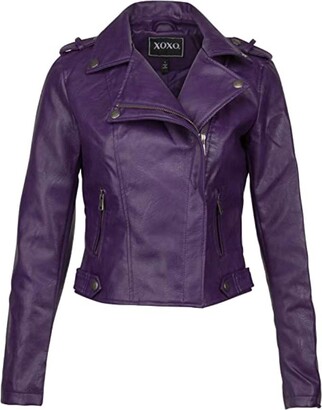 Glam and Gloria Purple Women's Faux Leather Biker Style Biker Jacket Faux  Leather Jacket - Purple - W38/40 - ShopStyle