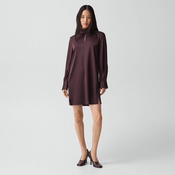 Theory Blouson Sleeve Dress in Satin