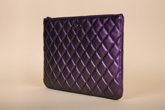 Chanel Lambskin Quilted Metallic Pouch