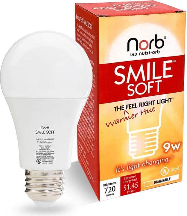 Elecwish NorbSMILE 9 Watt Equivalent A19 Cool White (4000K) Sun-Spectrum Wellness LED Light Bulb (1-Pack)