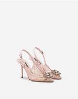 Thumbnail for your product : Dolce & Gabbana Dolce Gabbana Lily-Print Mesh Slingbacks With Brooch Detail
