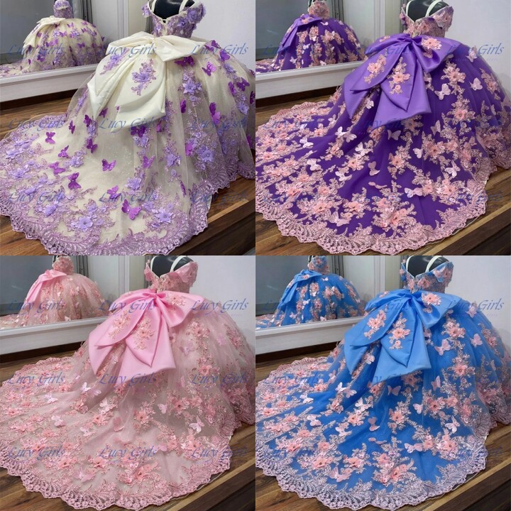 gdybao New Luxurious Flower Girl Dress Tulle Fluffy With Exquisite Pink Applique For Kids Birthday Wedding Party Evening Ball Gowns