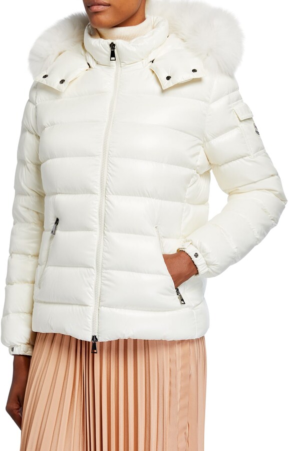 White Puffer Jacket With Fur Hood, White Puffer Coat Fur Hood