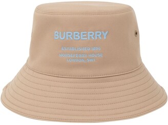 Burberry Logo Embroidered Cotton Bucket Hat