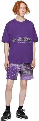 AAPE by A Bathing Ape Purple Bandana Sweat Shorts