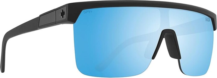 Spy Optic Flynn 5050 Shield Sunglasses Fashion Sunglasses Matte Black/Happy Boost Bronze Polar Ice Blue Spectra Mirror, Grilamid Frames