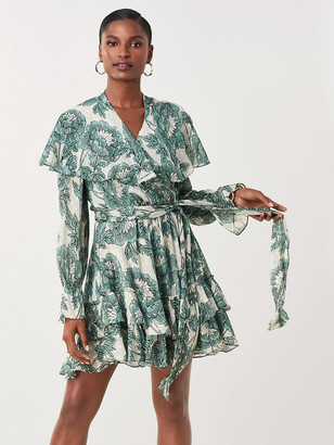 Diane von Furstenberg Simone Metallic Silk Mini Wrap Dress