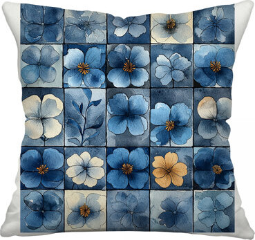 VisionDecor Blue Flowers Floral Flowers Throw Pillow, Floral Twill Pillows