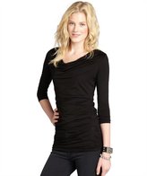 Thumbnail for your product : Hayden black rouched side three quarter sleeve cowl neck shirt