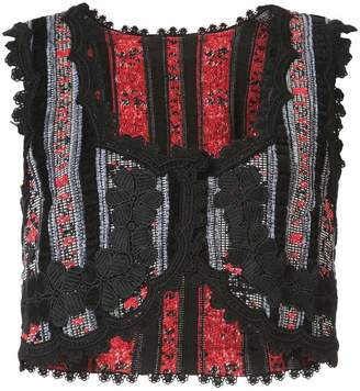 Anna Sui chenille stripe floral jacquard vest