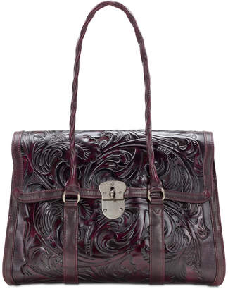 Patricia Nash Floral Vienna Tooled Leather Satchel