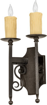 Meyda Lighting Toscano 2 - Light Dimmable Bronze Candle Wall Light