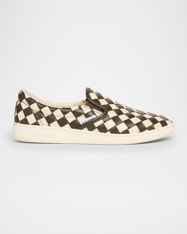 Bottega Veneta Men's Sawyer Intrecciato Check Calfskin Slip-On Sneakers