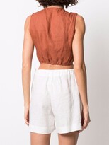 Thumbnail for your product : Faithfull The Brand Knot-Front Linen Crop Top