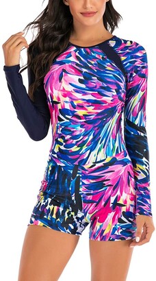 Xbrx Women Surfing Swimsuits Women S Long Sleeve One Piece Swimsuit Swimsuit Printed Zip Seal Printed Swimsuit Surfsuit Soft Shopstyle