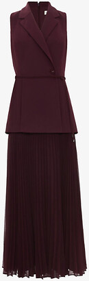 Phase Eight Womens Burgundy Becky Tuxedo Woven Midi Dress 10