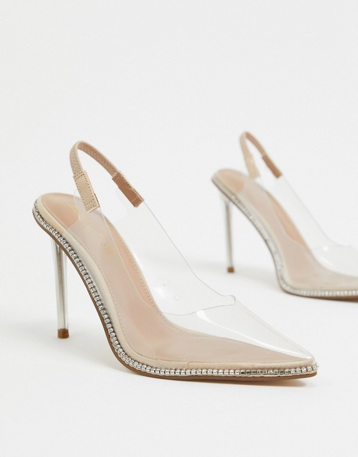 clear heel court shoes