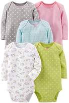Thumbnail for your product : Carter's Simple Joys by Baby Girls' 5-Pack Long-Sleeve Bodysuit