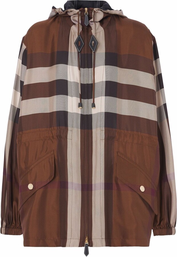 Burberry Check-Pattern Zip-Fastening Jacket - ShopStyle