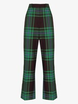 Thumbnail for your product : Charles Jeffrey Loverboy Green Checked Tailored Trousers
