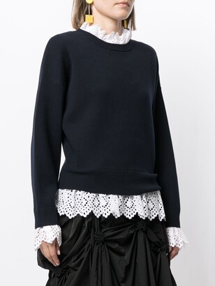 Enfold Embroidered Lace-Trim Jumper