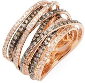 Effy Women's 14K Rose Gold Diamond and Espresso Diamond Ring