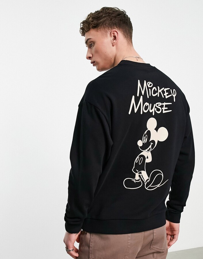 ASOS DESIGN oversized sweatshirt with Disney Mickey Mouse print in black -  ShopStyle