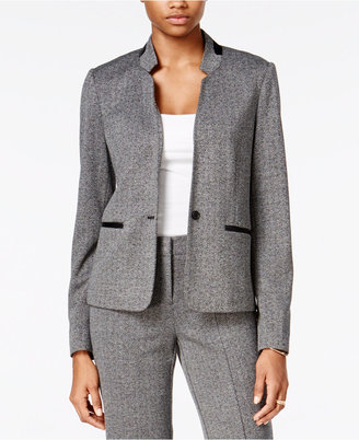 Bar III Faux-Leather-Trim Tweed Blazer, Only at Macy's