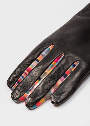 Paul Smith Women's Black Leather 'Concertina Swirl' Gloves