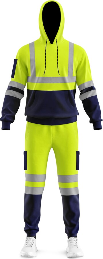 trending babz Mens Hi Vis Cuffed Bottom Pull Over Sweatshirt 2PC