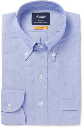 Drakes Blue Button-Down Collar Cotton Oxford Shirt - Men - Blue