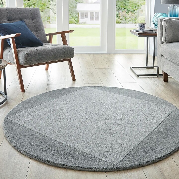 Dunelm Boston Wool Border Round Rug Boston Wool Grey ShopStyle