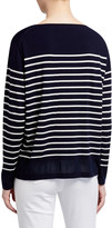 Thumbnail for your product : Lafayette 148 New York Striped Matte Crepe Bateau-Neck Sweater