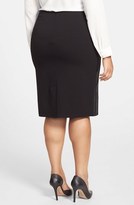 Thumbnail for your product : Eileen Fisher Leather Trim Stretch Ponte Pencil Skirt (Plus Size)