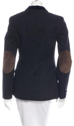 Dolce & Gabbana Leather-Trimmed Long Sleeve Blazer
